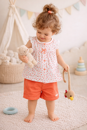 خرید ست پیراهن و شلوارک بچگانه نخ پنبه وارداتی از کره