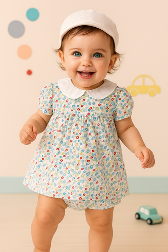 خرید پیراهن گلگلی بچگانه نخ پنبه وارداتی از کره جنوبی