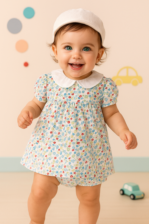 خرید پیراهن گلگلی بچگانه نخ پنبه وارداتی از کره جنوبی