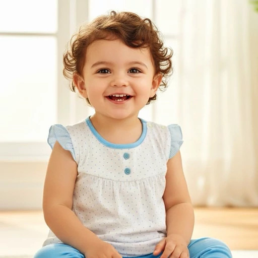 پیراهن و شلوارک نخ پنبه برند happy baby کره جنوبی